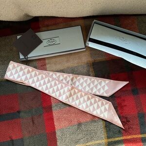 Prada Pink and White Geometric Scarf
